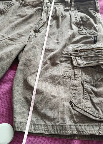 Haki Kamuflaj Desenli Keten Kemerli Erkek Şort - Görsel 7