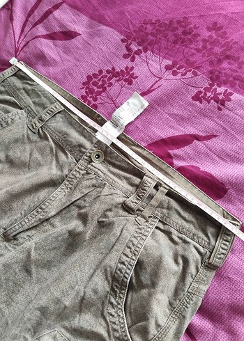 Haki Kamuflaj Desenli Keten Kemerli Erkek Şort - Görsel 5