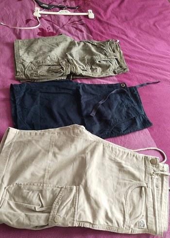 Haki Kamuflaj Desenli Keten Kemerli Erkek Şort - Görsel 8