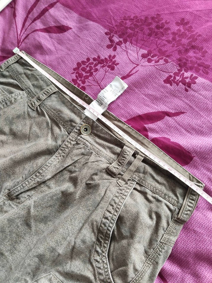 Haki Kamuflaj Desenli Keten Kemerli Erkek Şort - Görsel 5