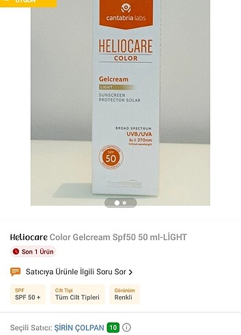 Bioderma Helıocare Güneş kremi 