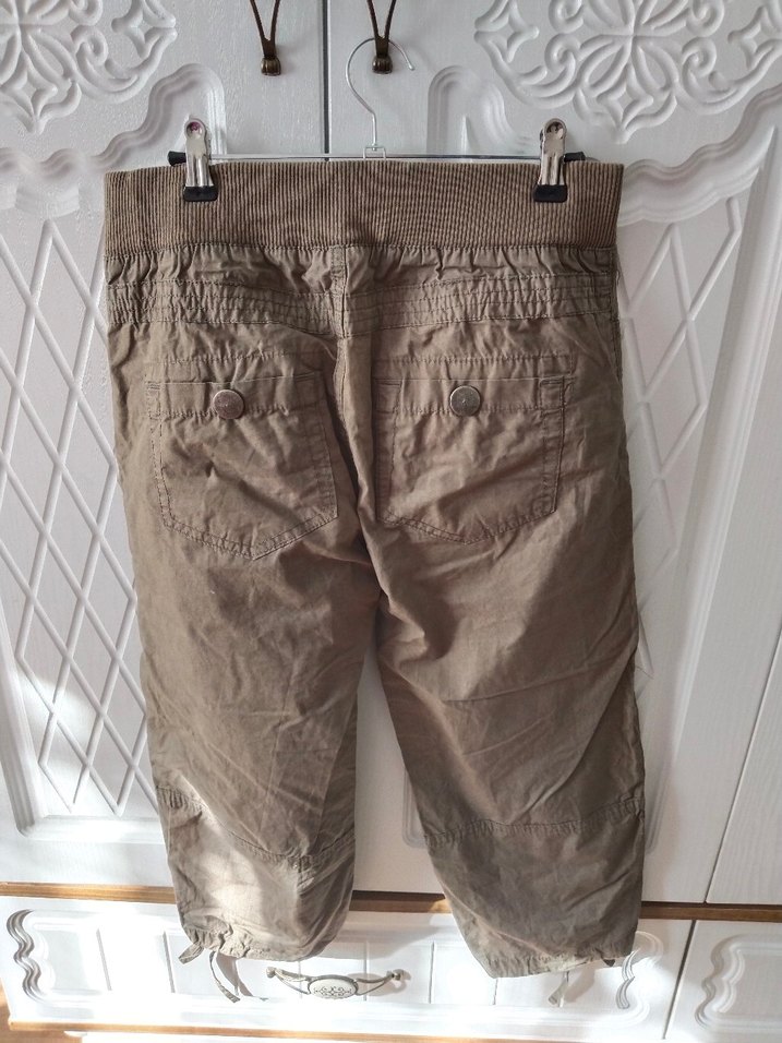 Haki Kadın  Bol Kesim Kemerli Pantolon - Görsel 2