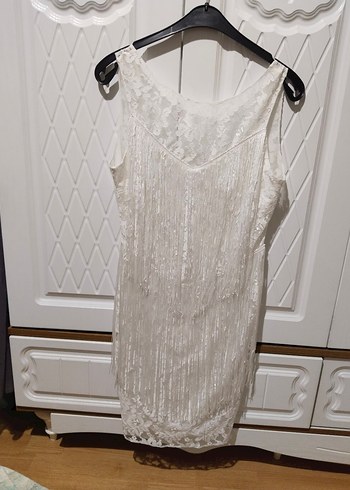 Dantel Detaylı Beyaz Bohem Midi Elbise - Görsel 8