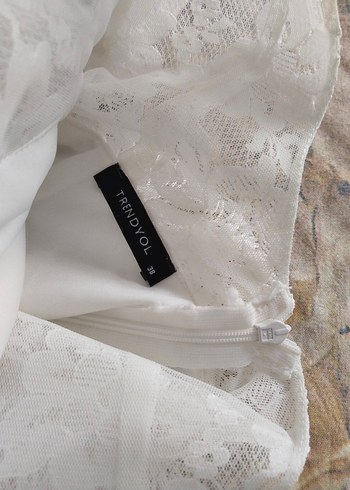 Dantel Detaylı Beyaz Bohem Midi Elbise - Görsel 6