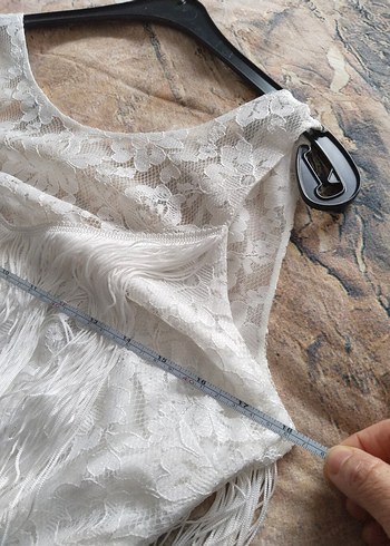 Dantel Detaylı Beyaz Bohem Midi Elbise - Görsel 4