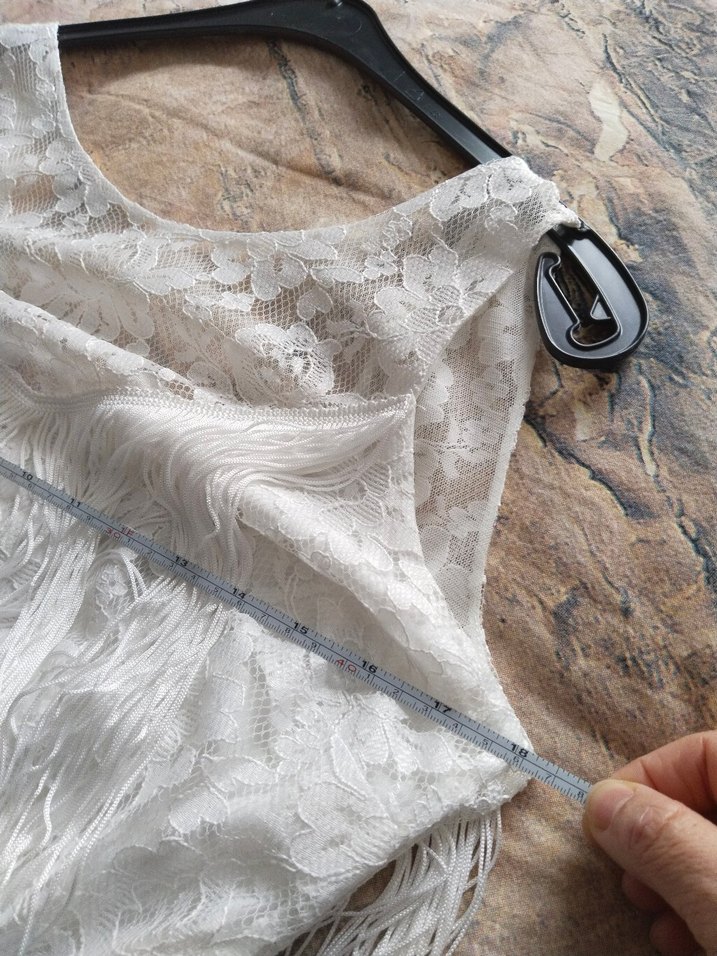 Dantel Detaylı Beyaz Bohem Midi Elbise - Görsel 4