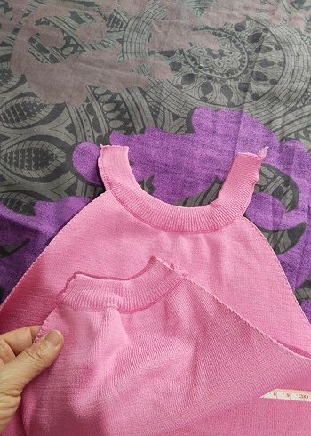 Pembe Yüksek Yakalı Uzun Triko Elbise - Görsel 3