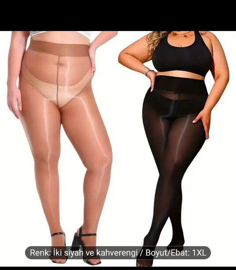 Siyah Parlak yağlı külotlu çorap - Görsel 2