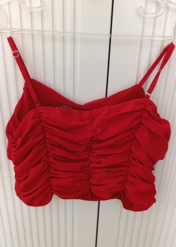 Zara Kırmızı Fırfırlı Askılı Mini Büstiyer