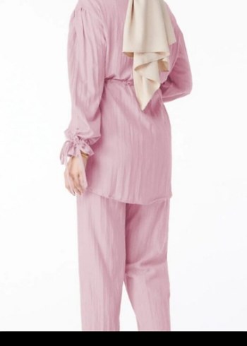 Pembe Oversize Keten Kadın Takım - Görsel 3