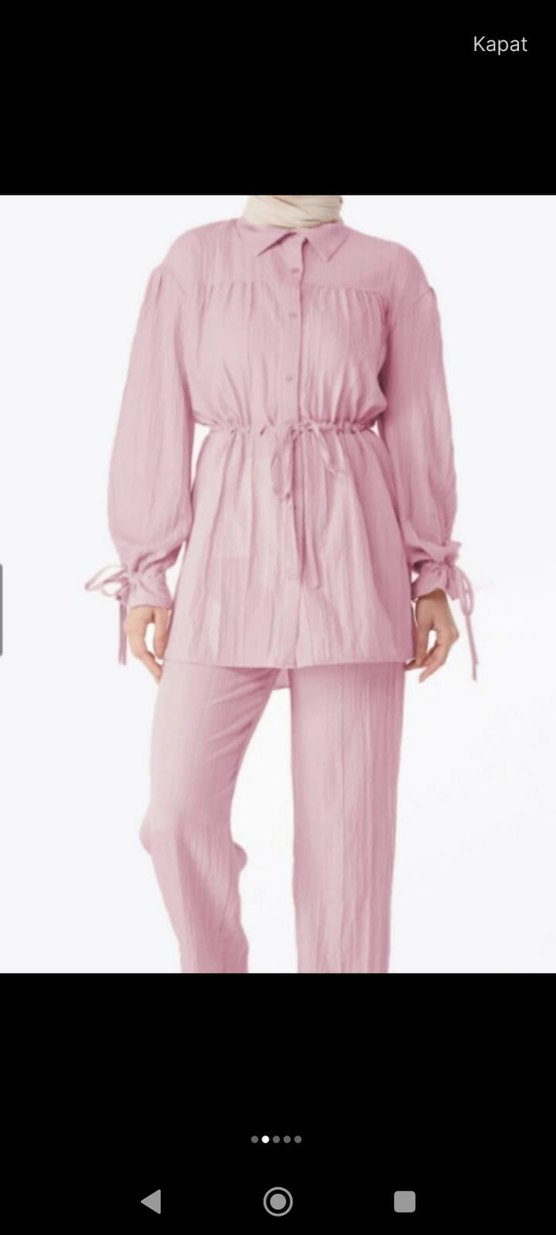 Pembe Oversize Keten Kadın Takım - Görsel 2