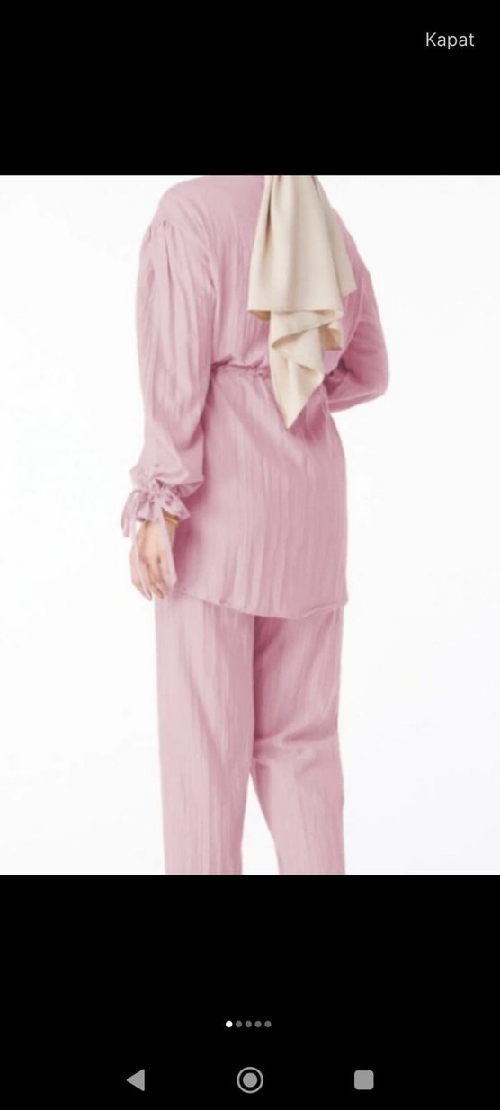 Pembe Oversize Keten Kadın Takım - Görsel 3