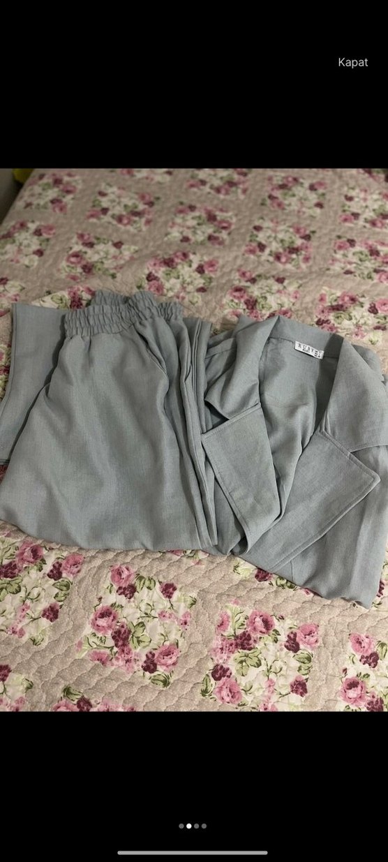 Gri Kemerli Kolsuz Uzun Kadın Takım - Görsel 2