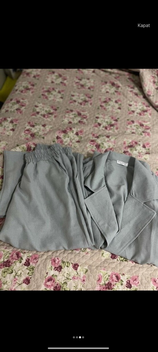 Gri Kemerli Kolsuz Uzun Kadın Takım - Görsel 3