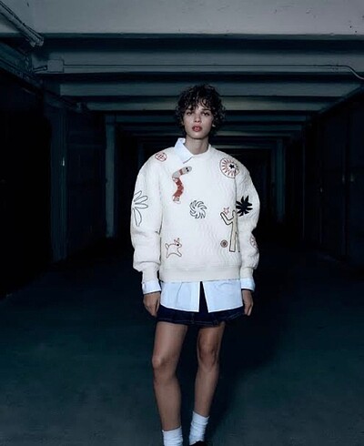 s Beden Zara işlemeli kapitone sweatshirt