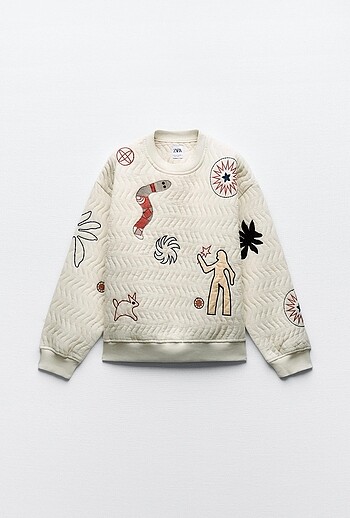 Zara Zara işlemeli kapitone sweatshirt