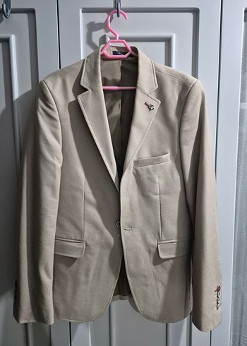 Pull and Bear Bej Tek Dugmeli Blazer Ceket 1 Kez Giyildi Mezunuyette 44 Beden