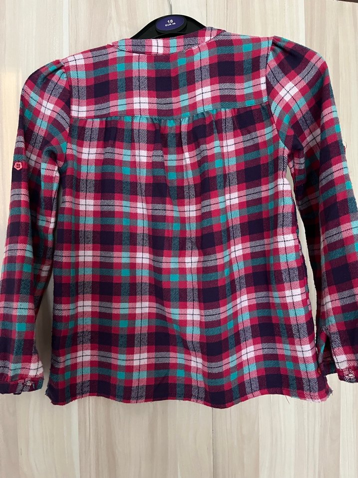 Kız Çocuk Ekose Desenli Uzun Kollu Gömlek - Görsel 2