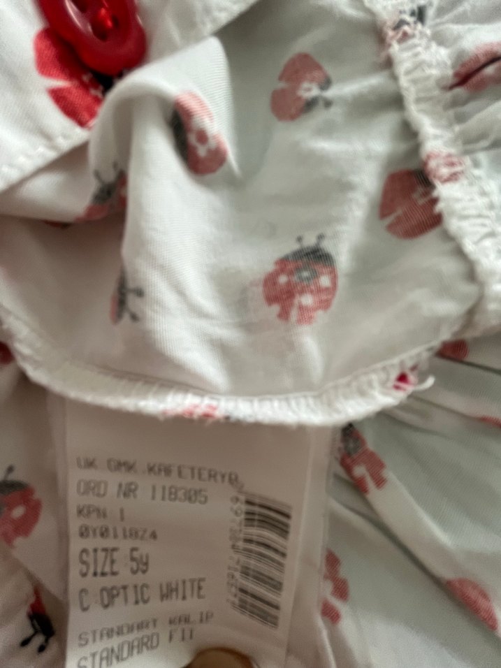 Beyaz Baskılı Uzun Kollu Düğmeli Kız Bluzu - Görsel 4