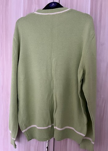 Kadın Yeşil Triko Bisiklet Yaka Kazak - Görsel 2