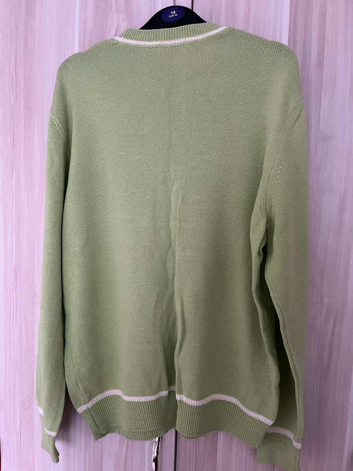 Kadın Yeşil Triko Bisiklet Yaka Kazak - Görsel 2