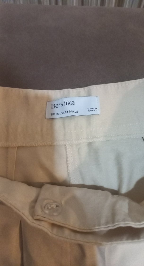 Bej Kadın Pilili Kumaş Pantolon - Görsel 2