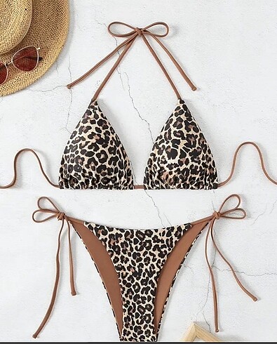 Leopar bikini takımı