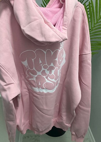 Pembe Kapüşonlu Kadın Sweatshirt (TRENDİZ) - Görsel 2