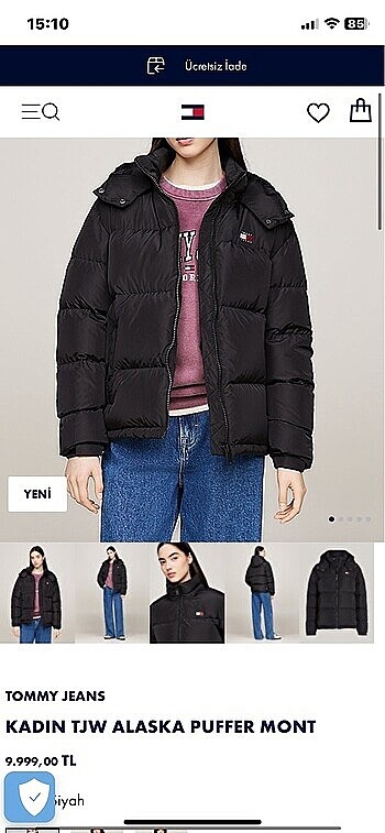 TOMMY JEANS ALASKA PUFFER ORJİNAL MONT