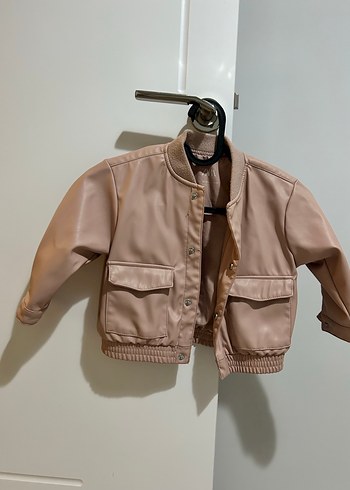 Bej Mini Deri Düğmeli Kadın Ceket 12-18 ay - Görsel 2