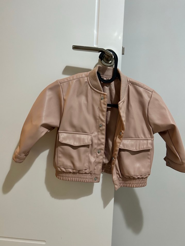 Bej Mini Deri Düğmeli Kadın Ceket 12-18 ay - Görsel 2