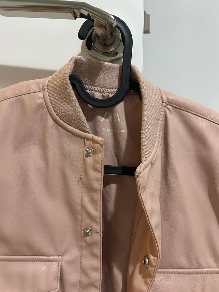 Bej Mini Deri Düğmeli Kadın Ceket 12-18 ay - Görsel 3