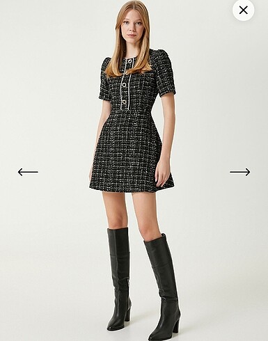 Beymen Club Beymen Club siyah mini tweed elbise 38