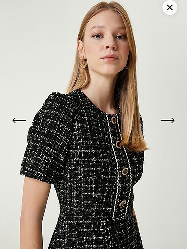 m Beden Beymen Club siyah mini tweed elbise 38
