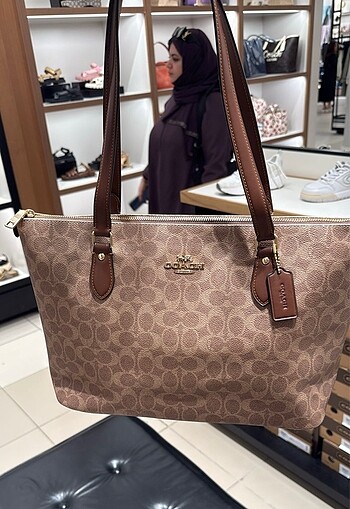 Beden kahverengi Renk Orjinal coach signature canvas tote bag brown