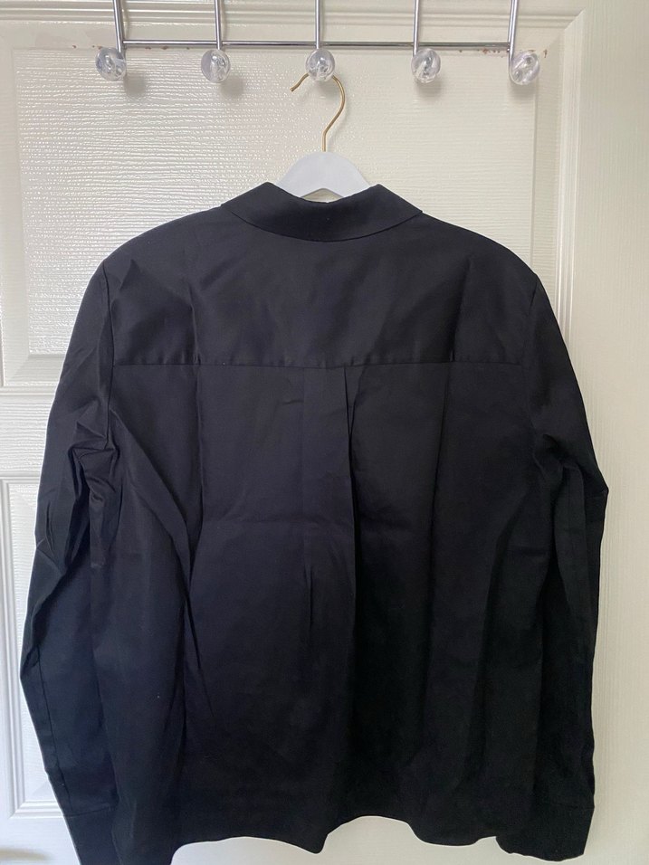 Uzun Kollu Siyah Keten Gömlek - Görsel 3