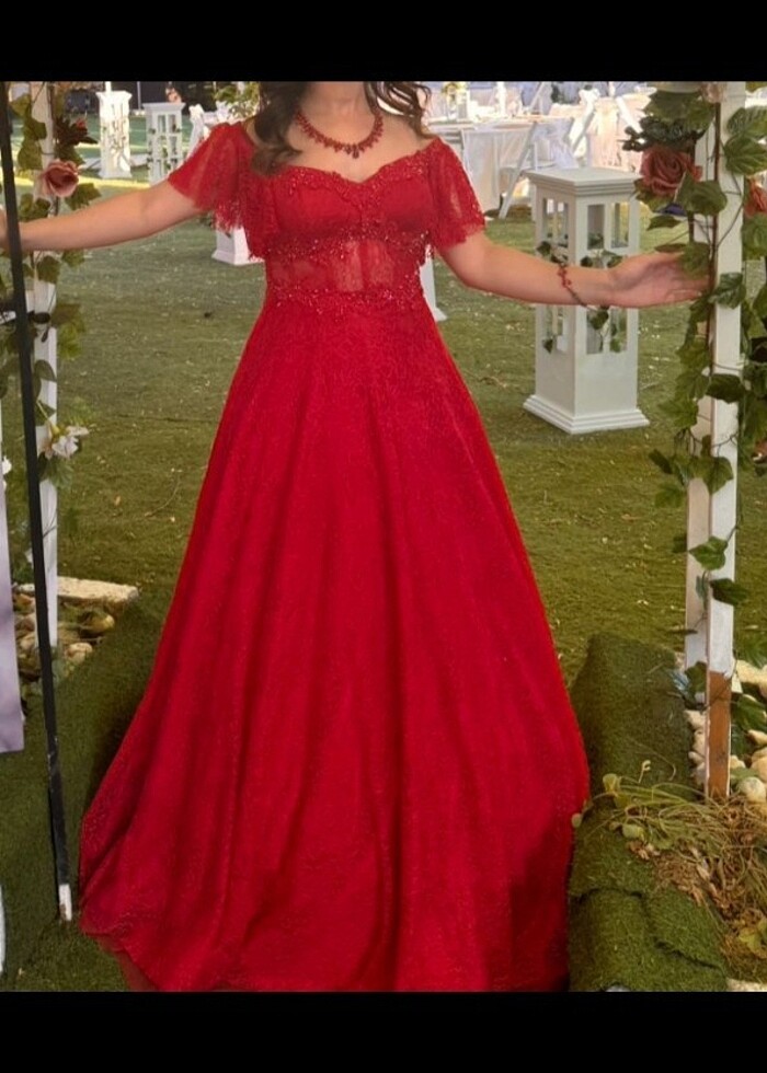 Kırmızı kına elbisesi - Görsel 4