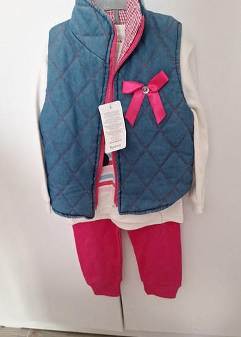 Fuşya Pantolonlu Kız Bebek Üçlü Takım