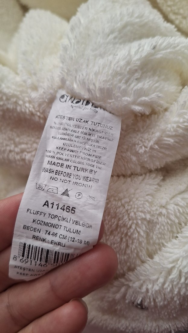 Beyaz Örgü Bebek Kız Tulumu - Görsel 4