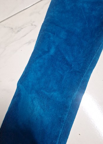 Mavi kadife Kız Taytı - Görsel 2