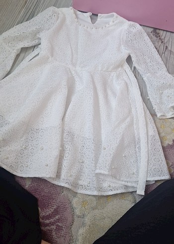 Kız Çocuk Beyaz Dantel Bohem Elbise