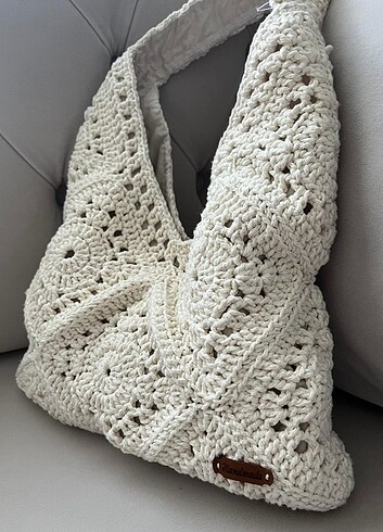 Zara Tığ işi bej tote bag crochet çanta