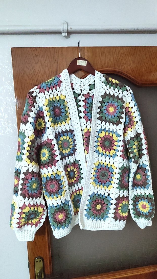 Renkli Bohem Örgü Kadın Hırka - Görsel 2