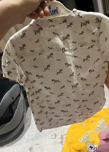 Düğmeli Bej Baskılı Erkek Çocuk Gömlek - Görsel 3