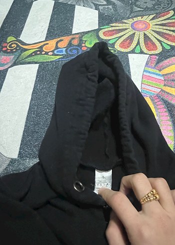 Kız Çocuk Siyah Kapüşonlu Fermuarlı Sweatshirt - Görsel 5