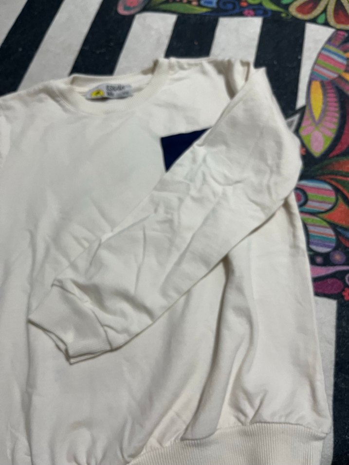 Çocuk Beyaz Pamuklu Uzun Kollu Tişört - Görsel 3