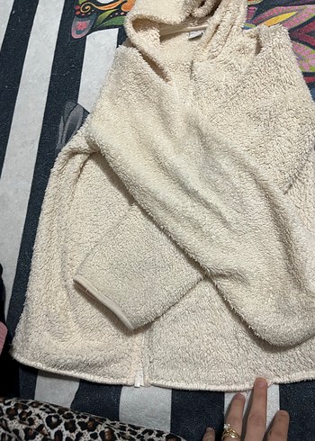 Beyaz Fermuarlı Kapüşonlu çocuk - Görsel 3