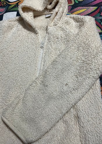 Beyaz Fermuarlı Kapüşonlu çocuk - Görsel 2