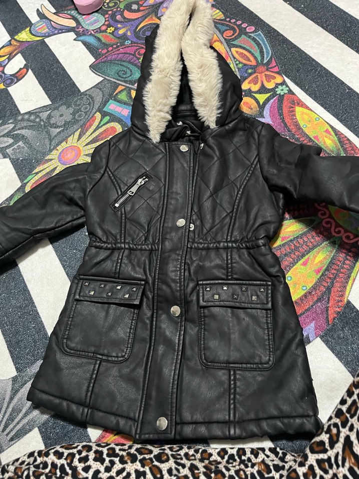 Koton Kids Siyah Deri Kız Ceket 4-5 Yaş - Görsel 2