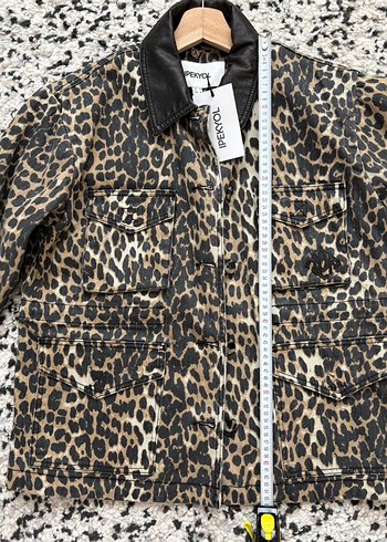 Leopar Desenli Deri Kadın Ceket ipekyol - Görsel 6